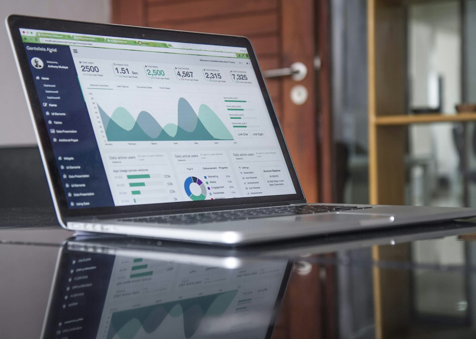 Laptop showing digital marketing analytics comparing SEO and Google Ads performance